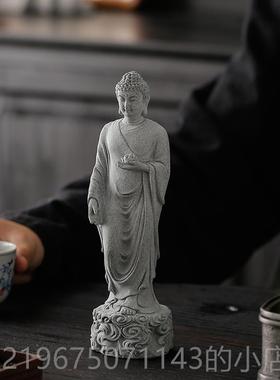 高档创意如来踏祥云鱼缸造景件茶室桌面装摆饰品迦式中释牟尼佛像