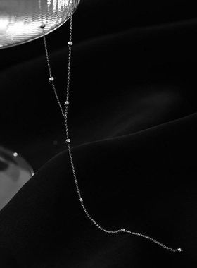 2025新款极简圆珠气质流苏锁骨链女个性简约百搭设计感项链毛衣链