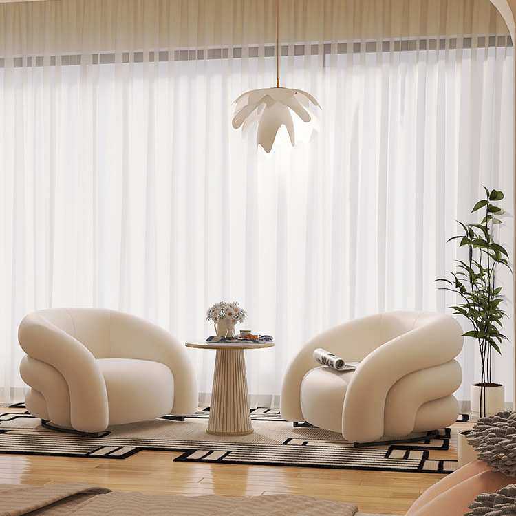 奶油风单人沙发椅懒人网红款单椅沙发小户型阳台设计师休闲椅家用,淘宝优惠券,粉丝福利购,淘宝优惠卷