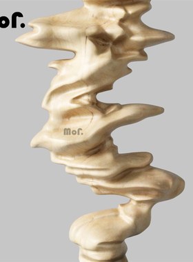 墨非 新中式木质木纹大理石底座摆件 样板间玄关售楼处装饰品