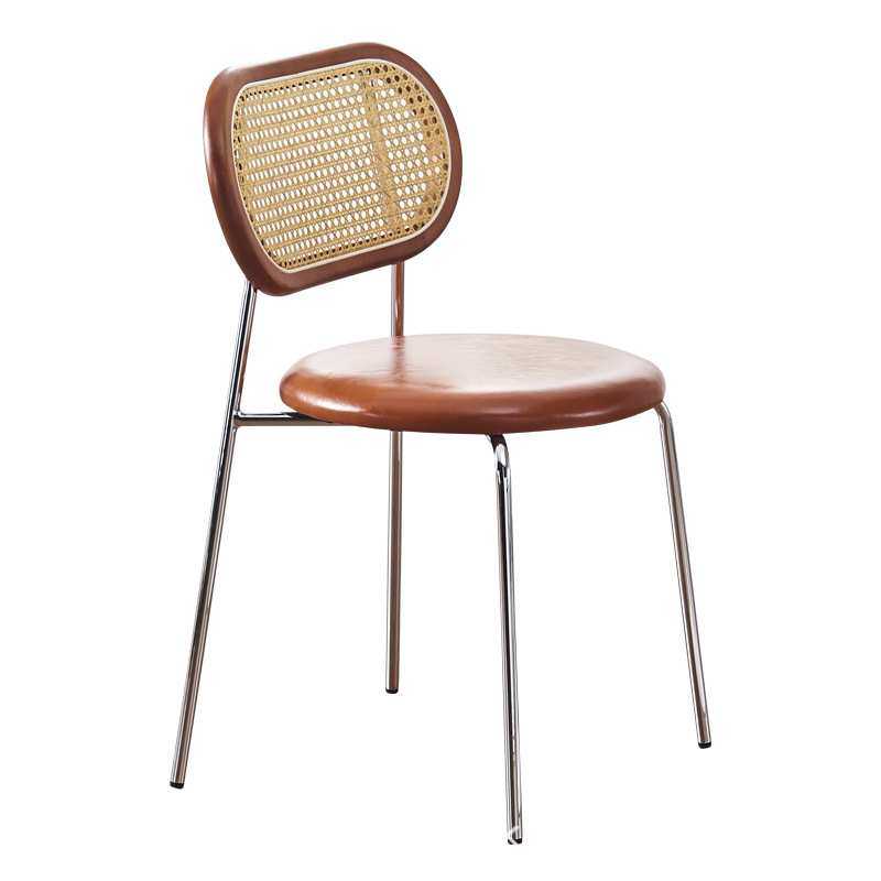 藤编餐椅家用复古藤椅铁艺椅子轻奢高级凳子靠背侘寂椅客厅餐桌椅,淘宝优惠券,粉丝福利购,淘宝优惠卷