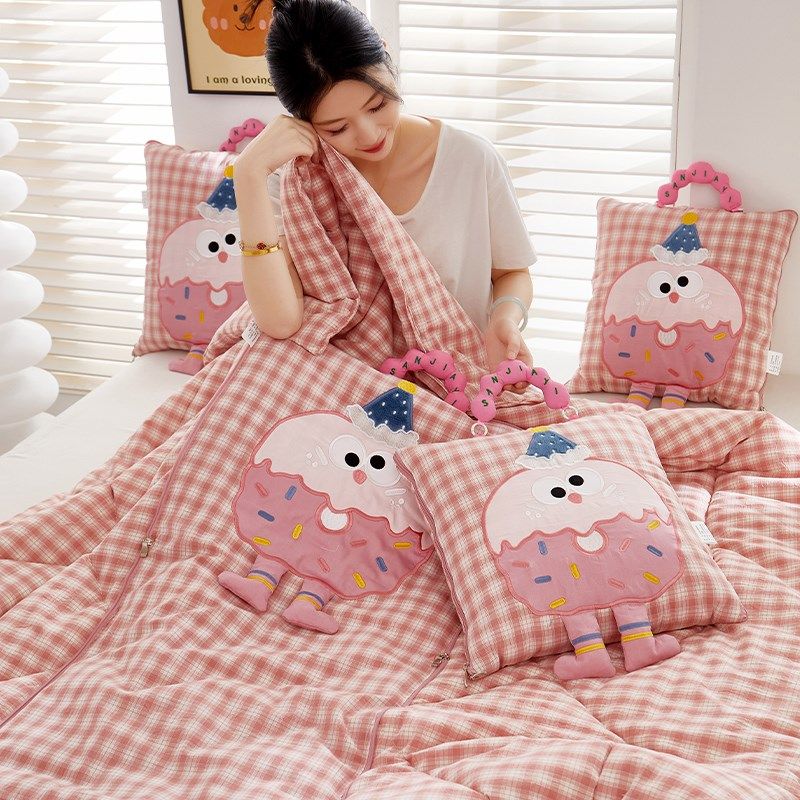 曲奇饼干抱枕被子两用全棉办公室午睡毯子枕头被二合一车载靠枕垫,淘宝优惠券,粉丝福利购,淘宝优惠卷