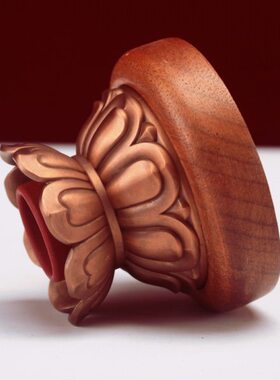 莲花实木电镀迷你手摇转金轮底座彩绘合金转经简座子锡杖家用莲花