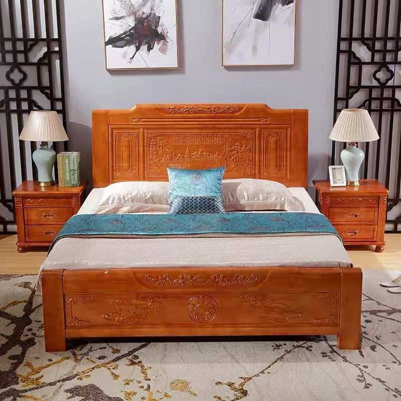中式实木床1.8米双人床明清仿古1.5米经济型雕花床厂家直销储物床,淘宝优惠券,粉丝福利购,淘宝优惠卷