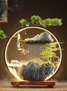 流水喷水摆雾创意循环招财风泉客厅办公室桌面件化加湿器开业礼品