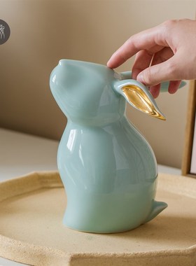 几象集物生肖兔子陶瓷雕塑摆件桌面办公室家居饰品新年本命年礼物