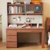 Nordic solid wood desk bookshelf bookcase integrated home small apartment bedroom multi-functional hole board student computer desk