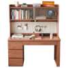 Nordic solid wood desk bookshelf bookcase integrated home small apartment bedroom multi-functional hole board student computer desk