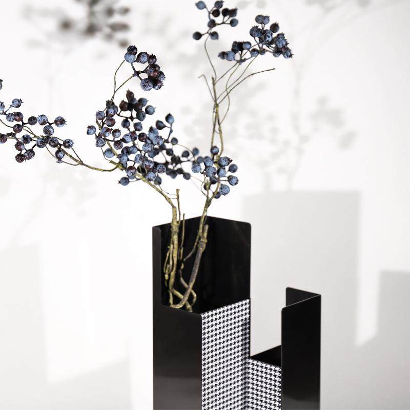 现代轻奢不锈钢皮革花瓶创意花器样板间家居客厅餐厅玄关装饰花器,淘宝优惠券,粉丝福利购,淘宝优惠卷