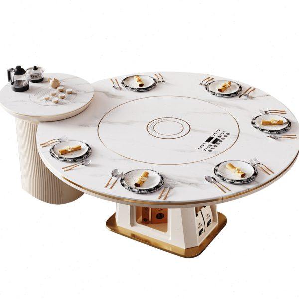 2023新款岩板餐桌椅组合轻奢现代简约多功能方圆两用伸缩带电磁炉,淘宝优惠券,粉丝福利购,淘宝优惠卷