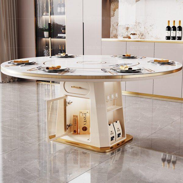 2023新款岩板餐桌椅组合轻奢现代简约多功能方圆两用伸缩带电磁炉,淘宝优惠券,粉丝福利购,淘宝优惠卷