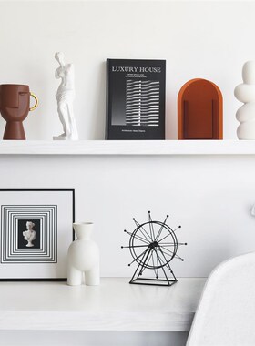 现代样板间书房家居饰工高级感花兰迪创意摆件品艺品陶瓷莫瓶摆设