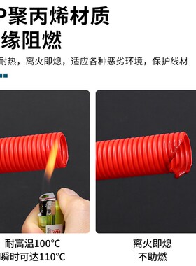 多色PP软波纹管塑料螺纹管汽车线束保护套管可开口阻燃穿线软管