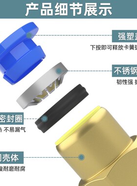 气管快速快插内螺纹直通接头PCF内牙内丝全铜空压机气泵气动元件