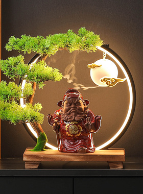 新中式钟馗陶瓷摆件灯圈倒流香创意复古工艺品新中式家用客厅玄关