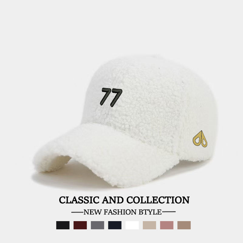 剪刀四季MOOSE韩版时尚百搭简约男女同款秋冬保暖羊羔绒棒球帽潮 - 图0