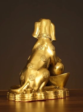铜狗摆件招财金钱元宝狗补西北缺角旺财守家生肖狗防小三家居摆设