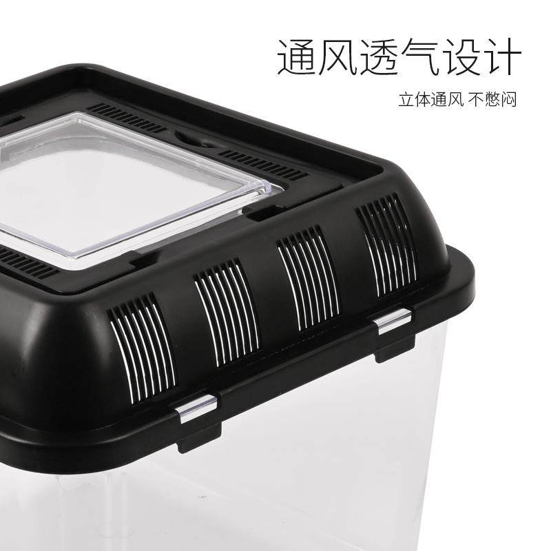 透明塑料金鱼缸开放式手提透气乌龟饲养盒黑盖宠物运输盒外带家用,淘宝优惠券,粉丝福利购,淘宝优惠卷