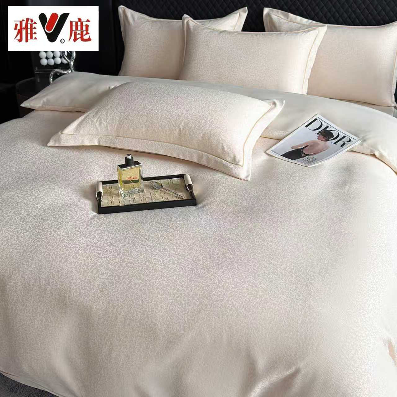 雅鹿金丝银线新款高奢宋锦缎大提花四件套双人床上用品BDX
