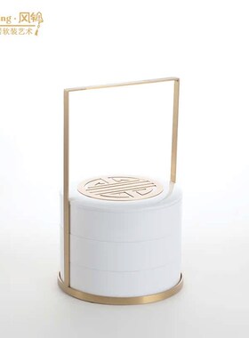 新中式提篮酒店会所别墅装饰品展台玄关柜子客厅禅意摆件