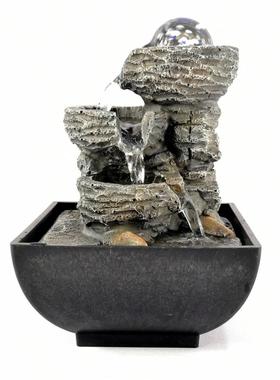 桌面创意客何流水生财居喷泉几厅转运球招财工艺品家小装饰摆件