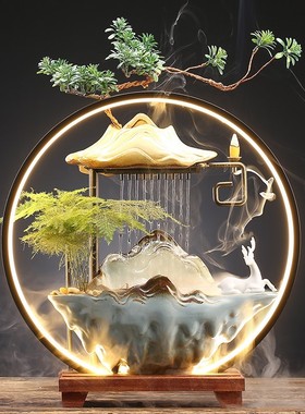 招财流水摆件茶几循环水客厅生财创意家居装饰办公室桌面开业礼品