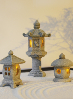 小石灯摆件中式石灯日式微景观造景青石灯模型宫灯手办日料店装饰