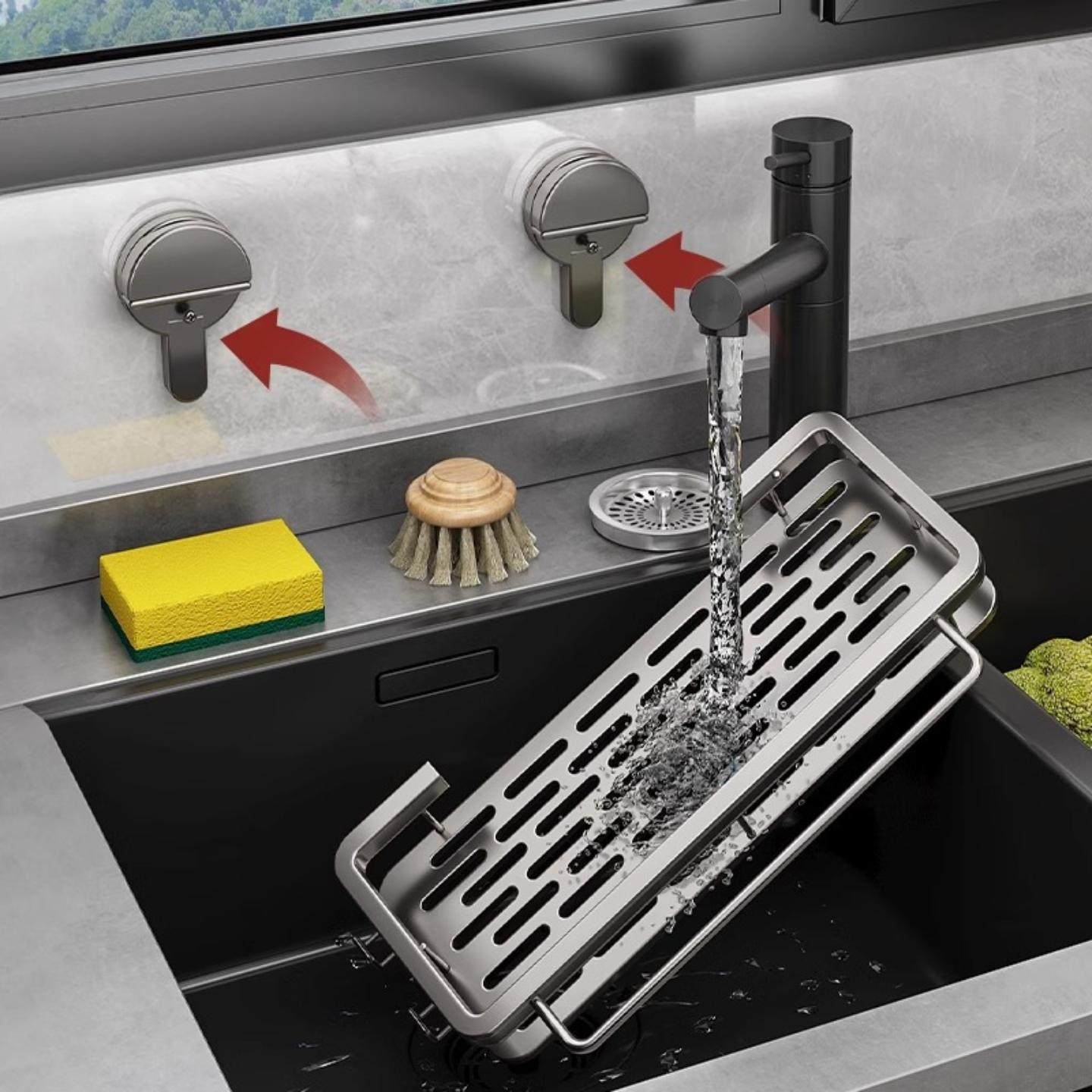 厨房吸盘抹布架沥水壁挂式多功能水槽置物架水龙头洗碗海绵收纳架,淘宝优惠券,粉丝福利购,淘宝优惠卷