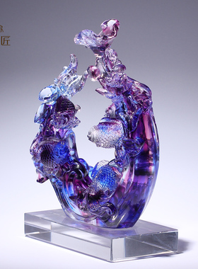 琉璃工艺品高档摆件金玉满堂鱼客厅电视柜装饰品乔迁新居暖房礼物