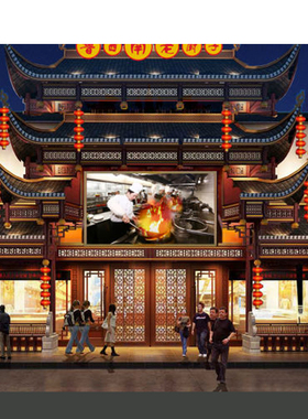 中式仿古屋檐东阳木雕实木古 飞檐假门头 防腐木屋檐招牌定制建筑