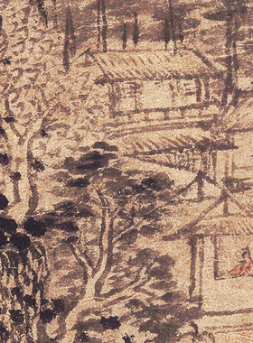 元王蒙煮茶图墨笔画山水画国画高清微喷复制客厅书房玄关装饰挂画