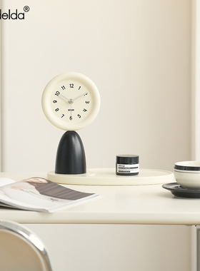Mandelda家居奶油风客厅桌面时钟摆件玄关座钟托盘电视柜装饰品