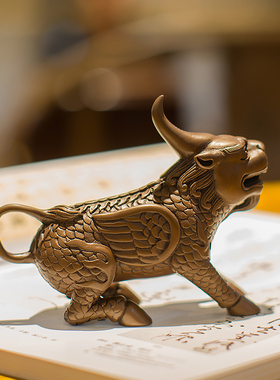 神兽獬豸摆件正义法律图腾麒麟貔貅铜工艺品法务办公室桌面装饰物
