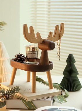 玄关摆件置物架钥匙收纳入户玄关摆件实木搬家礼物家居饰品收纳架