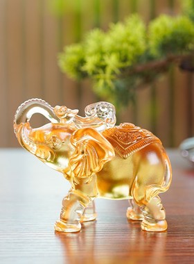 琉璃吉祥如意吸水大象摆件家居客厅办公室桌面工艺品乔迁开业送礼