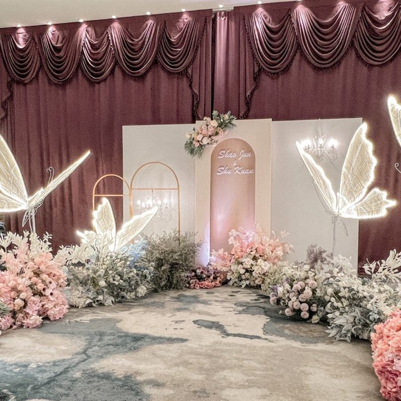 婚庆道具可挂饰落地铁艺发光蝴蝶T台路引摆件婚礼舞台吊顶装饰,淘宝优惠券,粉丝福利购,淘宝优惠卷