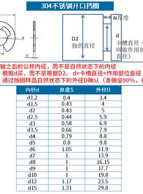 304不锈钢开口挡圈GB896不锈钢e型卡簧开口卡环扣卡簧挡片轴卡6折