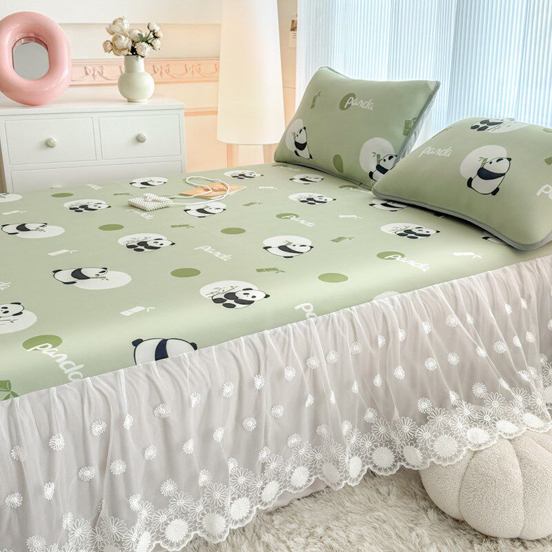 夏季A类卡通儿童冰丝席凉席三件套床裙款可机洗蕾丝床罩空调软席,淘宝优惠券,粉丝福利购,淘宝优惠卷