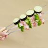 Stainless steel wooden handle flat skewer 304 barbecue meat skewer tool skewers supplies accessories mutton skewers needle iron skewer thickened