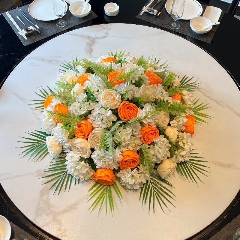酒店圆形餐桌中间摆花餐厅圆桌桌花宴会装饰花艺会议室桌面摆件花,淘宝优惠券,粉丝福利购,淘宝优惠卷