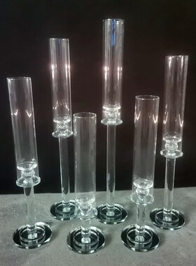 欧式水晶烛台玻璃灯罩长桌婚礼浪漫烛光装饰布置婚庆路引舞台摆件