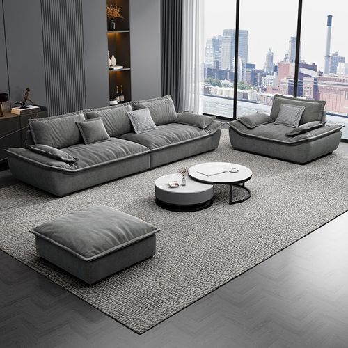 意式极简帆船布艺沙发客厅大小户型现代简约贵妃位沙发超宽坐深 - 图1