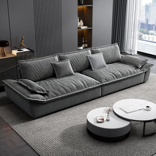 意式极简帆船布艺沙发客厅大小户型现代简约贵妃位沙发超宽坐深 - 图3