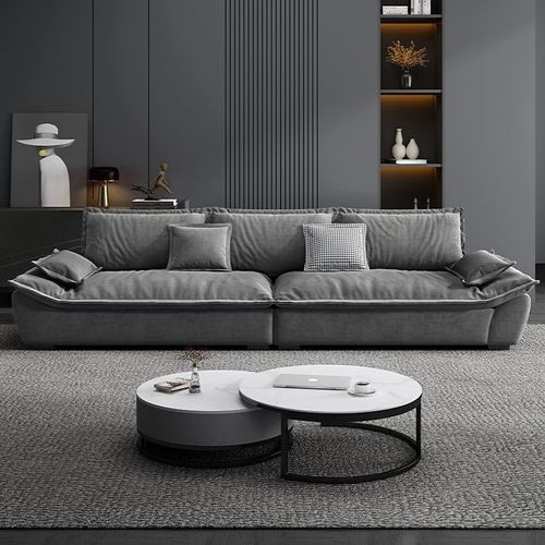 意式极简帆船布艺沙发客厅大小户型现代简约贵妃位沙发超宽坐深 - 图0