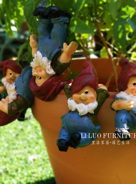 仿真动物精灵挂件花园装饰 庭院摆件工艺品花盆造景六个小矮人