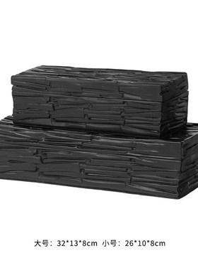 高级样板间展厅玄关书柜售楼部摆件侘寂风民宿样板房饰品软装组合