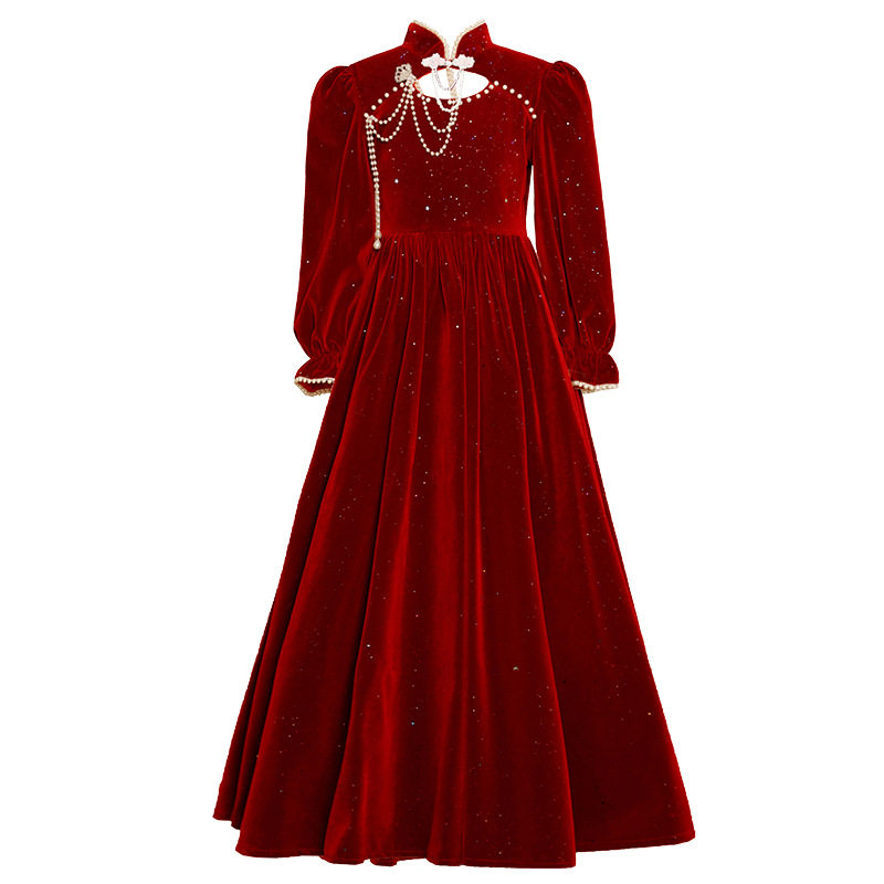 2025新款女童礼服公主裙红色拜年连衣裙洋气加绒裙子儿童中大,淘宝优惠券,粉丝福利购,淘宝优惠卷