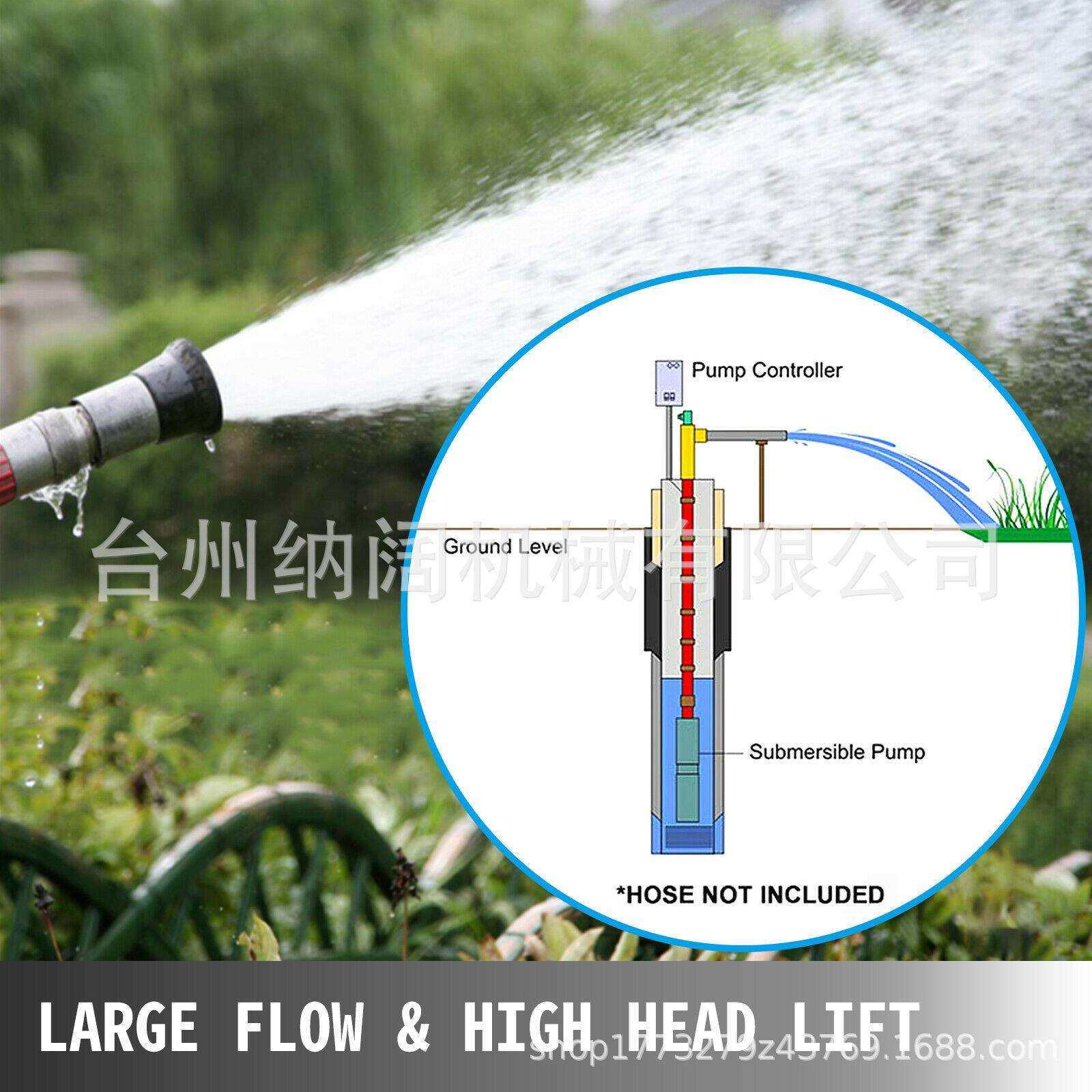 跨境2.5inch不锈钢多级深井泵220V60Hz井用抽水泵1Hp潜水电泵1"口,淘宝优惠券,粉丝福利购,淘宝优惠卷