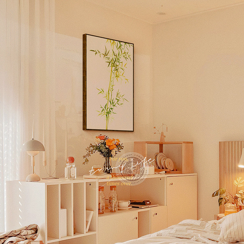 奶油原木风客厅沙发背景墙装饰画绿植竹子卧室床头挂画玄关柜壁画,淘宝优惠券,粉丝福利购,淘宝优惠卷