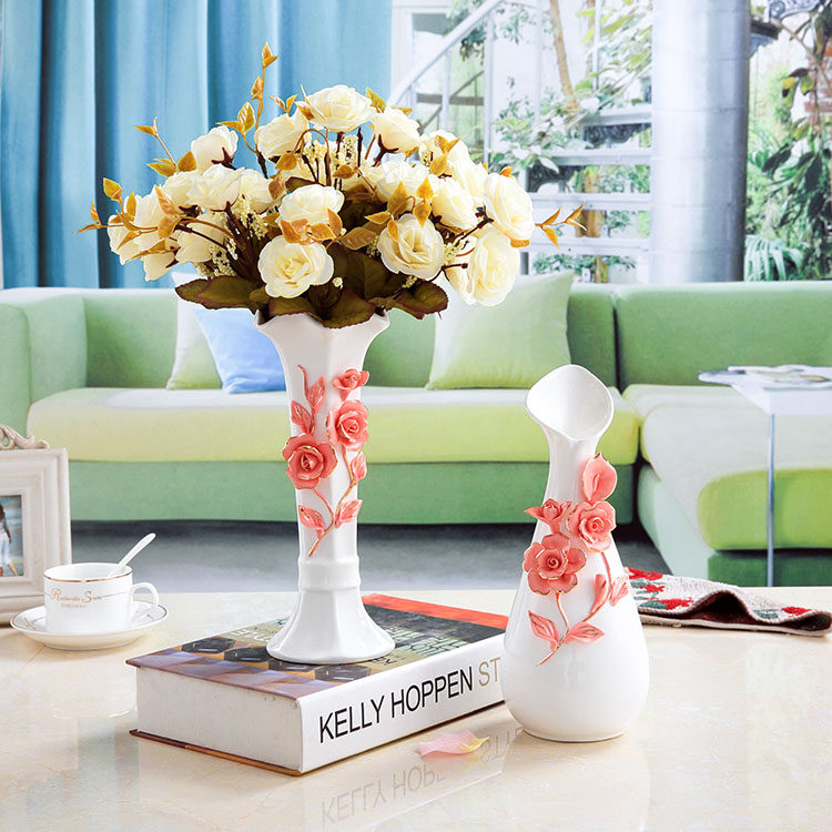 陶瓷插花花瓶摆件一对客厅桌面玄关餐桌水培婚房装饰家居工艺品,淘宝优惠券,粉丝福利购,淘宝优惠卷